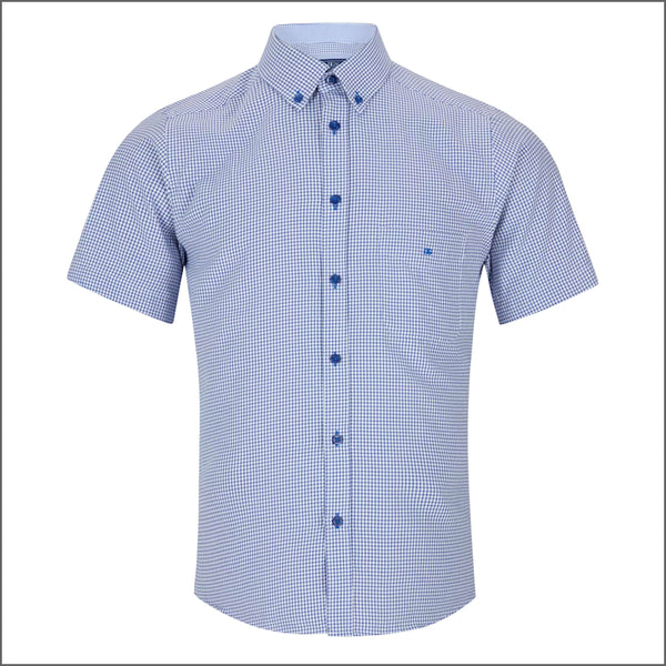 Dg's Mid Blue Check Short sleeve Shirt=