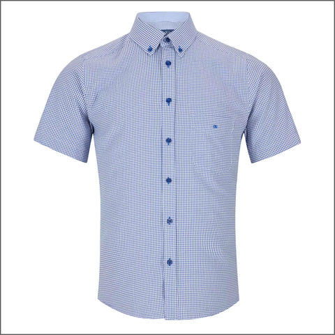 Dg's Mid Blue Check Short sleeve Shirt=