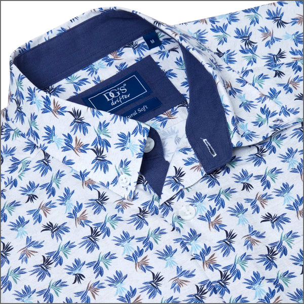 Dg's White With Blue Pattern Short sleeve Shirt=