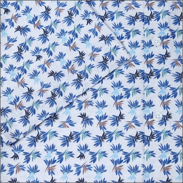 Dg's White With Blue Pattern Short sleeve Shirt=