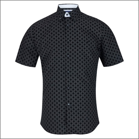 Dg's Black With White Pattern Short sleeve Shirt=