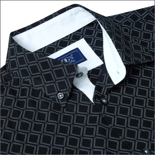 Dg's Black With White Pattern Short sleeve Shirt=