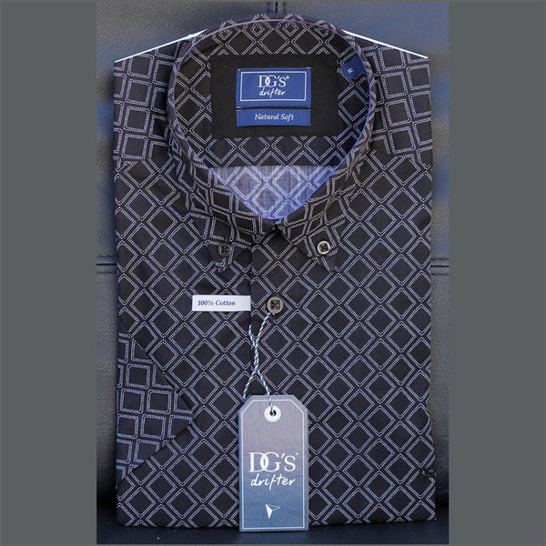 Dg's Black With White Pattern Short sleeve Shirt=