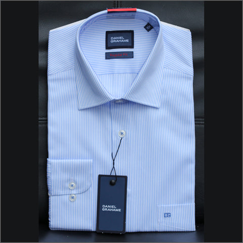 Daniel Graham Gordon LS Blue & White Striped Pattern Shirtª.
