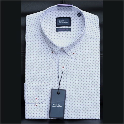 Daniel Graham Ivano LS White Pattern Shirtª.