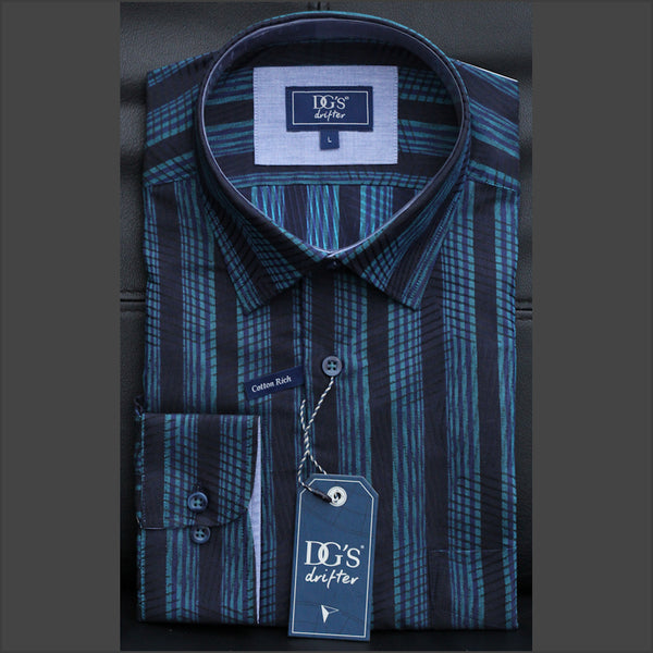 Drifter Giovanni Navy Multi Stripe LS--