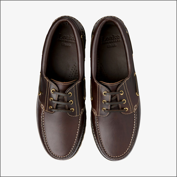Loake 523 Dark Brown Waxy Leather Boat Shoeª