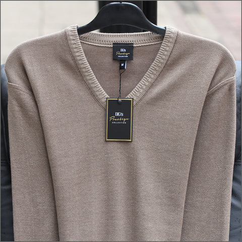 Prestige Beige Wool Blend Vee Neckº