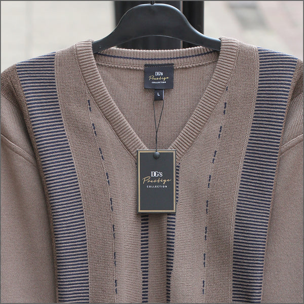 Prestige Beige pattern Wool Blend Vee Neckº