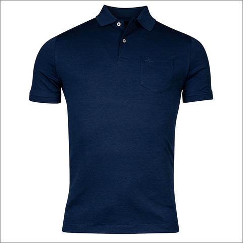 Baileys Navy Blue Cotton Blend Polo Top^