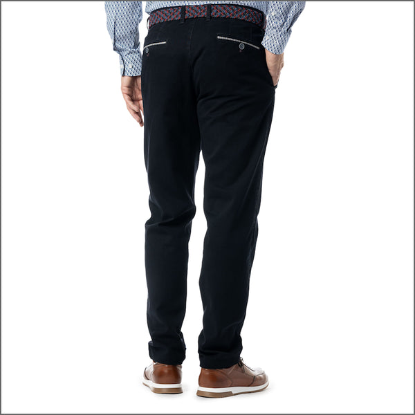Gurteen Baldock Navy Pick And Pick Stretch Cotton Chino Trouser,