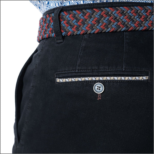 Gurteen Baldock Navy Pick And Pick Stretch Cotton Chino Trouser,