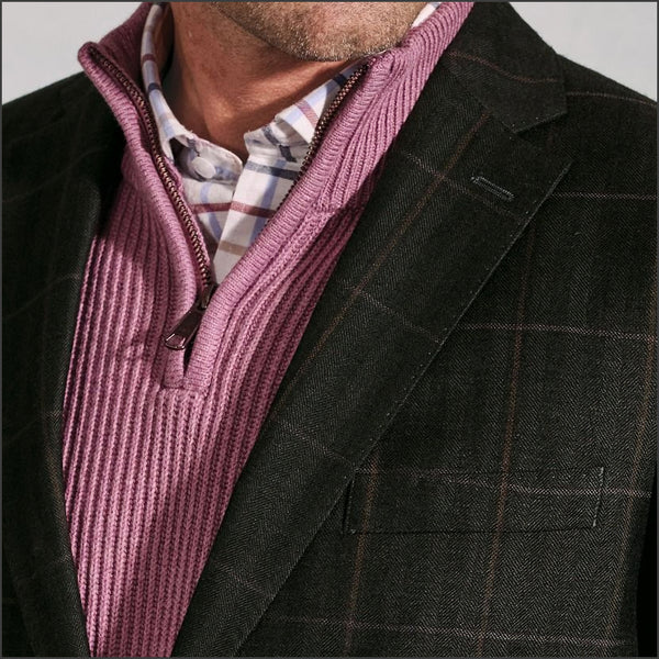 Brook Taverner Bale Olive Check Wool Linen Jacket*