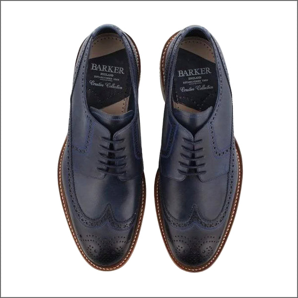 Barker Bailey Navy Hand Painted Derby Wingtip Brogue Size 9 Onlyº
