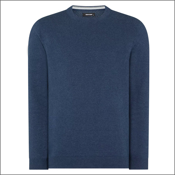 Remus Uomo Blue Long Sleeve Crew Neck Sweater~