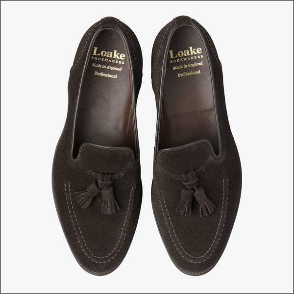 Loake Brunel Dark Brown Suede loafer~