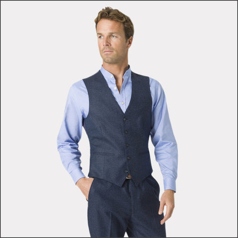 Brook Taverner Clifford Navy Donegal Wool Suit Waistcoat*
