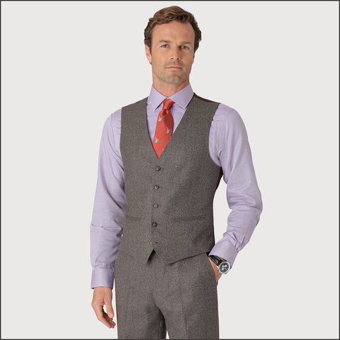 Brook Taverner Clifford Grey Donegal Wool Suit Waistcoat*