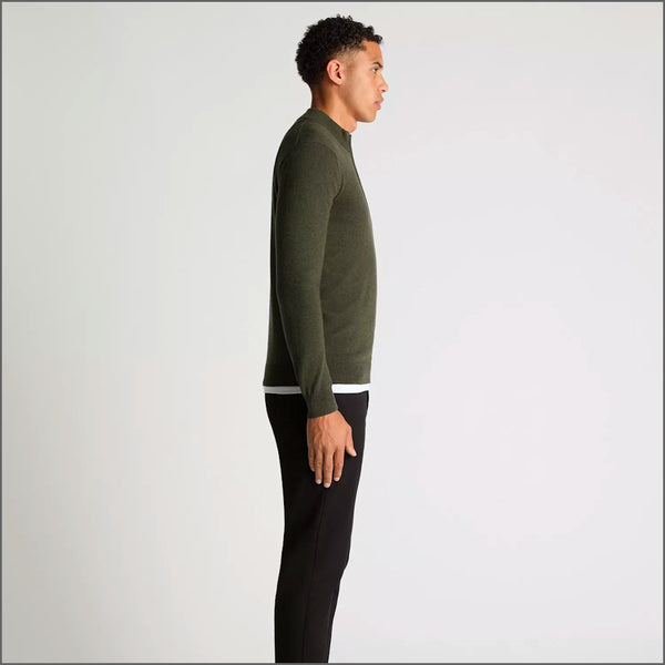 Remus Uomo Green Long Sleeve Half Zip Sweater~