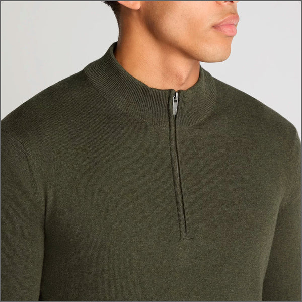Remus Uomo Green Long Sleeve Half Zip Sweater~