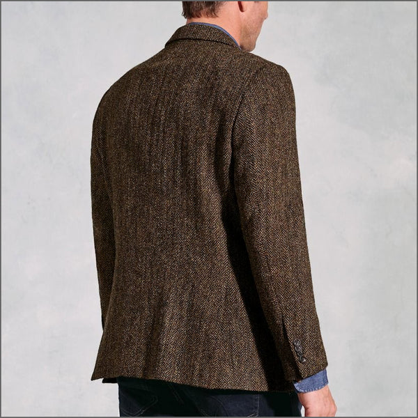 Brook Taverner Dumfries Brown Herringbone Harris Tweed Jacket*
