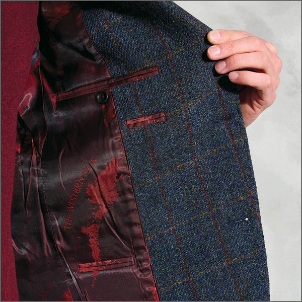Brook Taverner Falkirk Navy Check Harris Tweed Jacket*