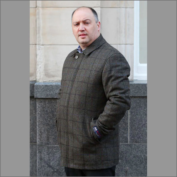 Douglas Frampton Brown Check Car Coat<>