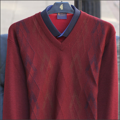 Gabicci M02 Rosso Patterned  V Neck^