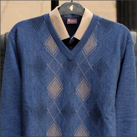 Gabicci M04 Storm Patterned V Neck=