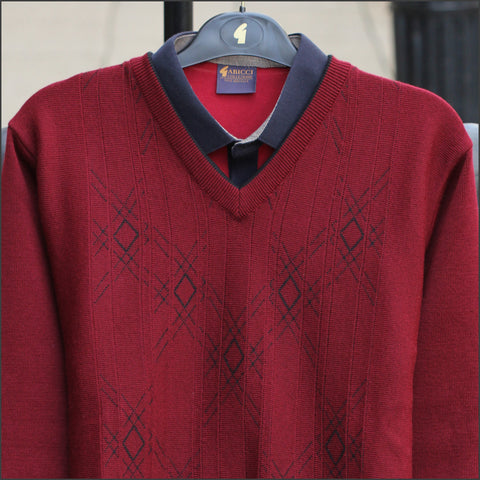 Gabicci M10 Berry Patterned V Neck=