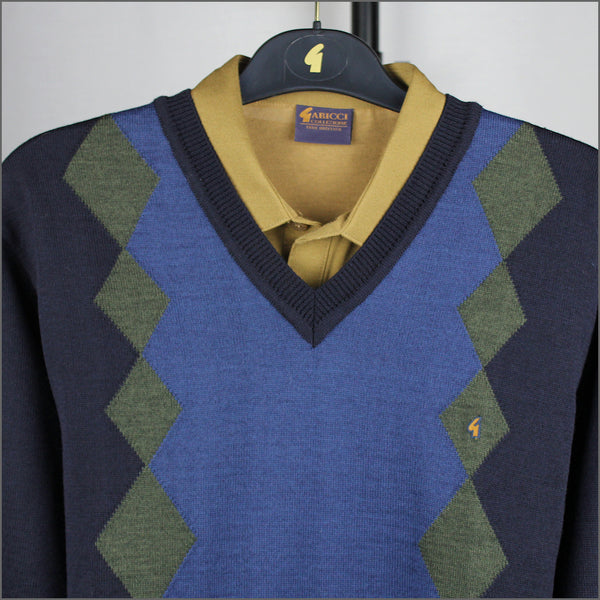 Gabicci M06 Navy Patterned V Neckº