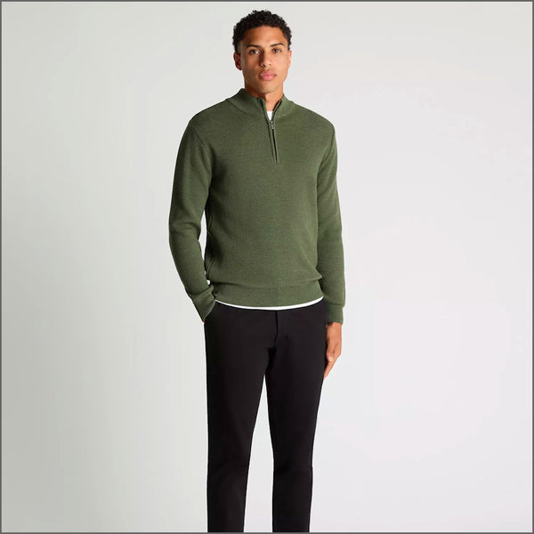Remus Uomo Green Long Sleeve Half Zip Sweater~
