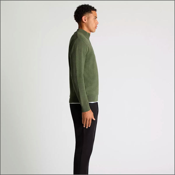 Remus Uomo Green Long Sleeve Half Zip Sweater~