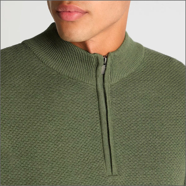 Remus Uomo Green Long Sleeve Half Zip Sweater~