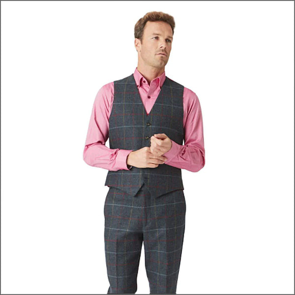 Brook Taverner Haincliffe  Blue Check Waist Coat*