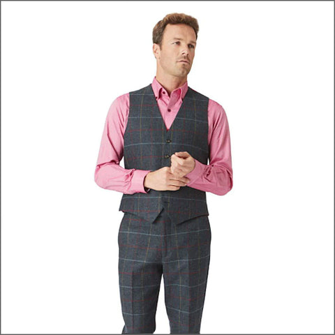 Brook Taverner Haincliffe  Blue Check Waist Coat*