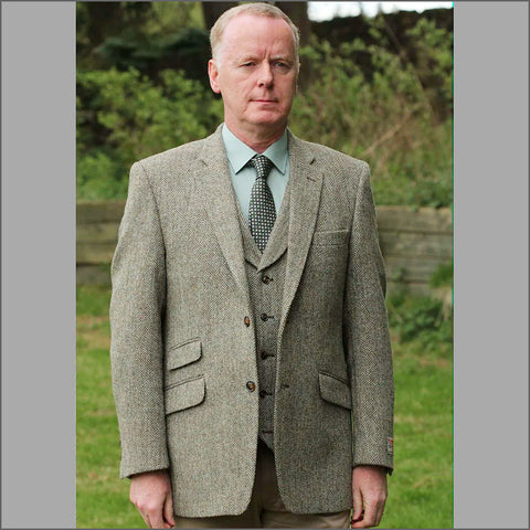 Harris Tweed Fawn Herringbone Jacket=