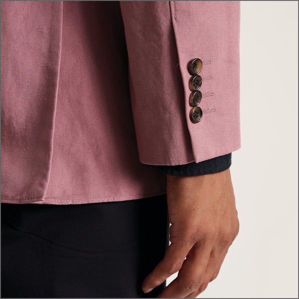 Brook Taverner Hemsworth Pink Washed Cotton Linen Jacket.