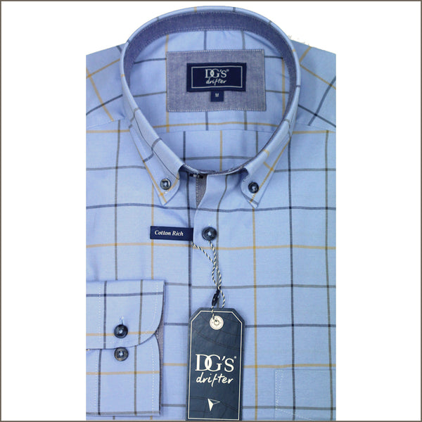 Giovanni Sky Blue check LS shirtª