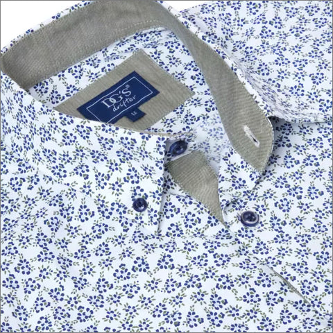 Drifter Giovanni White & Navy Pattern LS Shirtª