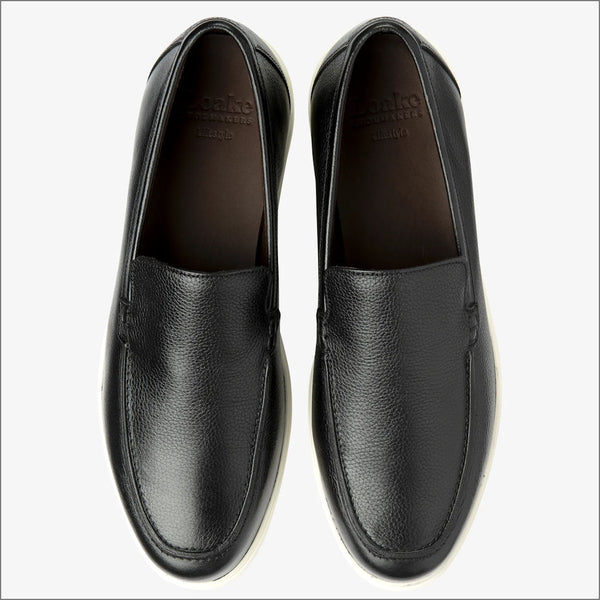 Loake Tuscany Black Grain Leather Loafer=