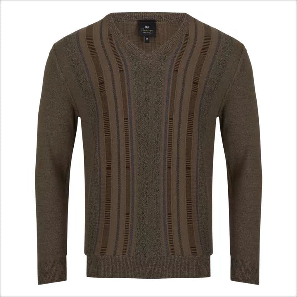 Prestige Brown pattern Cotton Blend Vee Neckº