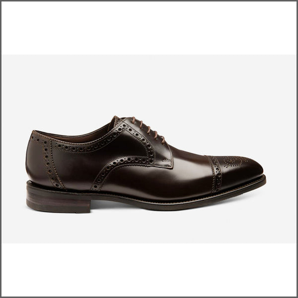 Loake Eldon Dark Brown Leather Premium Semi-Brogue=