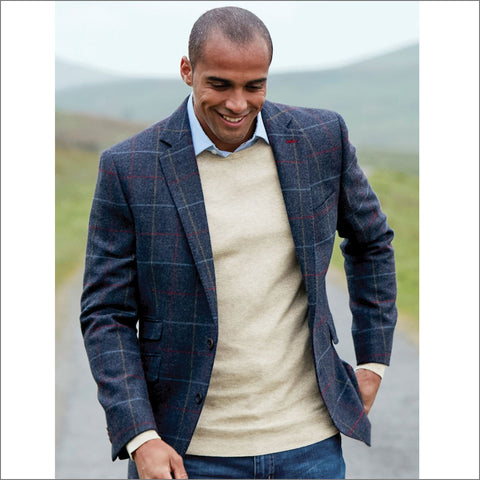 Brook Taverner Haincliffe Blue Check Wool Jacket^^