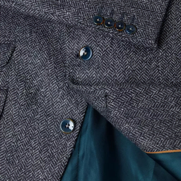Douglas Blue Herringbone Wool Jacketº
