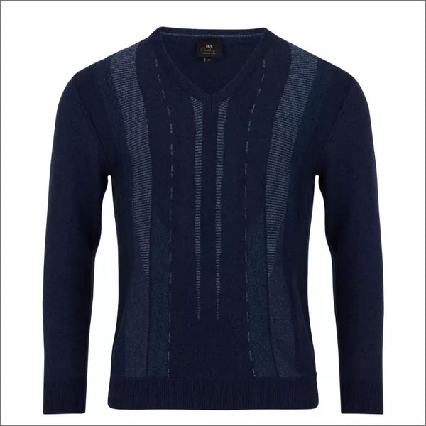 Prestige Blue pattern Wool Blend Vee Neckº