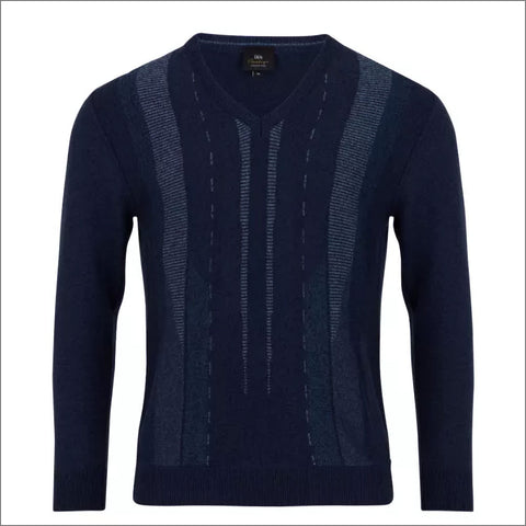 Prestige Blue pattern Wool Blend Vee Neckº