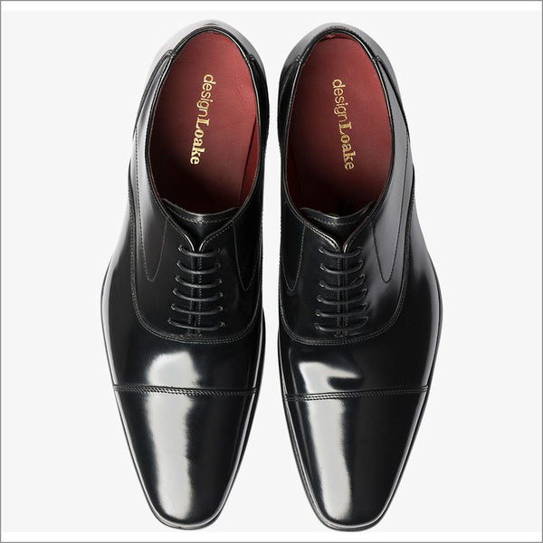 Loake Sharp Black Leather Toe Cap@