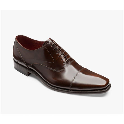 Loake Sharp Dark Brown Leather Toe Cap=