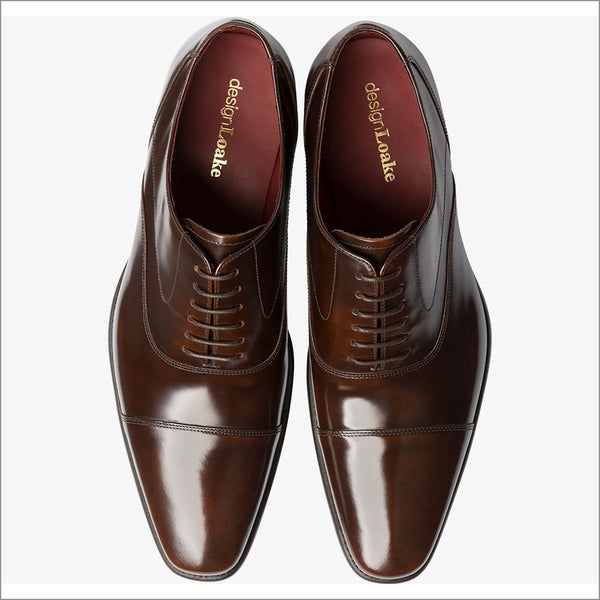 Loake Sharp Dark Brown Leather Toe Cap=